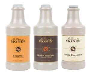 Monin Sauces: Caramel, Dark Chocolate and White Chocolate