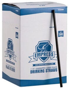 Empress 7.75" Black Unwrapped Jumbo Straws